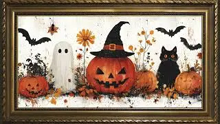 Whimsy Halloween, Oil Pastel Painting in 4K | Gold Framed Art Screensaver for TV