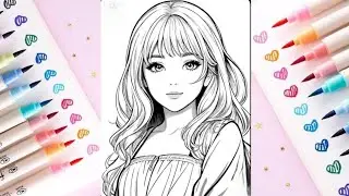 Relaxing Draw  Barbie Look Beautiful color with Golden Sea Green silver Beginning for Friendly