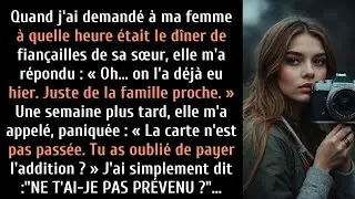 Quand j'ai demandé à quelle heure était le dîner de fiançailles,ma femme m'a répondu Oh,on l'a mangé