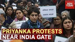 Cong Anti-CAA Stir: Priyanka Gandhi Vadra Launches Sit-In Protest At India Gate