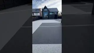 Resin Bound Surfacing Driveway Transformation,Vuba's Black Granite and Poseidon Blend.#resin #shorts
