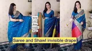 Saree and Shawl invisible draping style / Saree and shawl style for winters