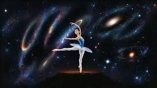 Free Stock Videos - a ballerina dancing in space with a galaxy and stars on night sky