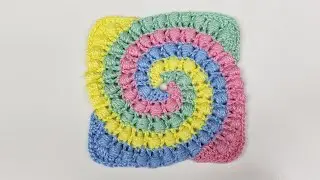 🥰 Quadradinho de Crochê em Espiral Super Fofo! Muito fácil fazer esse quadradinho de crochê