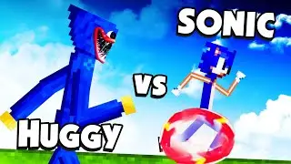 New HUGGY Mod vs SONIC Battle! People Playground
