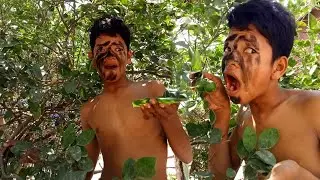 Wild Boy eat lemon with salt and chili