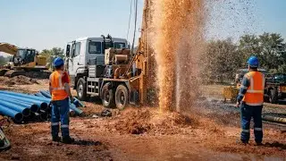 Borwell drilling video || horizontal Borwell drilling in well || underground water coconut method 