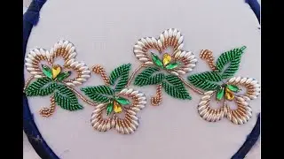 hand embroidery/beautifull border line embroidery with small flowers