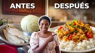🇩🇴Acompañame apreparar un rico bacalao con repollo👌😋