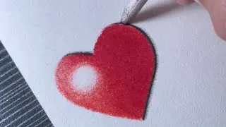 How to draw a 3D Red Heart using oil pastel - step by step very easy!