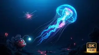 The GLOWING Deep Ocean: 4K HDR 60FPS (OLED Demo) | Bioluminescence