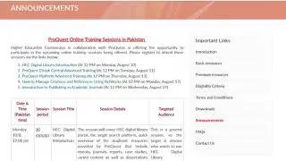 Free Online Training Sessions in Pakistan by USA ProQuest | Free Training | HEC library | Research