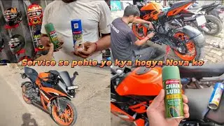 ktm rc 125 chain sprocket problem solve, Best chain lube 😍 Service se pehle ye kya hogya Nova ko🥺
