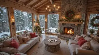 Winter Cabin with Soothing Piano Music ❄🔥Fireplace Ambience for Study, Work & Relax