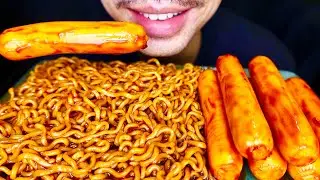 EATING HOTDOG CORN & RAMEN ASMR