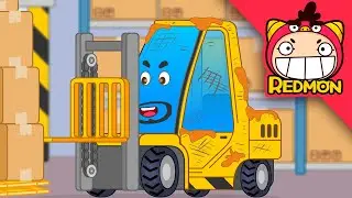Forklift with broken fork | Easy Clean Repair Shop | 4K Cartoons | REDMON