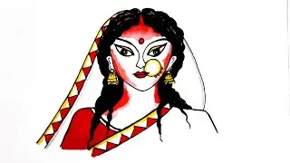Durga Puja&hearts;️&hearts;️ drawing || Bijaya dashami&hearts;️ special art || Sidur khela &hearts;️&hearts;️#Dushehra#drawingtutorial 