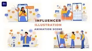 Influencer Illustration Concept Animation Scene Premiere Pro Template Download