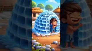 The little boy's ice house melted in the scorching heat 🧊🌞           #story#ai#animation