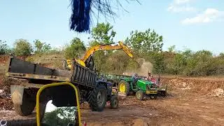 JCB js140 loading with swaraj 843xm and Massey 241 loading#tractorvideos#swarajtractor#plzsubscribe