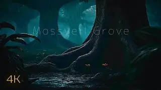 4K | Mossveil Grove 🌳 9 Hours | HD Sound | Gentle Rain & Dark Forest Ambience for Sleep