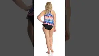 24th & Ocean Plus Size Making Waves Ikat Raceback Tankini Top | SwimOutlet.com