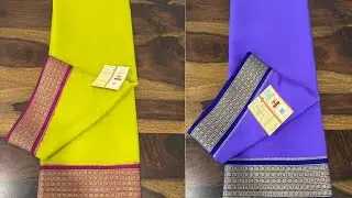 💙💙5Lines Star Design Border💙 Pure Mysore Silk Sarees 100Gsm Free Shipping🇮🇳 WhatsappNo 7702225657👍👍👍