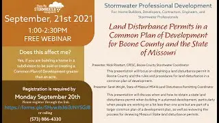 Land Disturbance Permits in a Common Plan of Development for Boone County and the State of Missouri