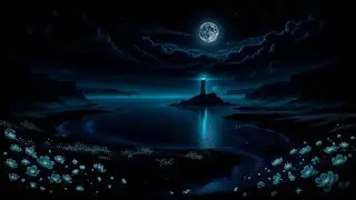 (No Ads) Deep Sleep Music &bull; Moonlight Over Ocean & Lighthouse &bull; Relaxing Calm Night For Sleep