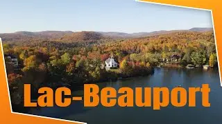 Lac-Beauport en images vu du ciel aux couleurs d'automne, (r&eacute;gion de Qu&eacute;bec)