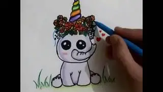 Easy way to draw kids new cartoon character 'Unicorn Elephant'. Fun colouring and drawing