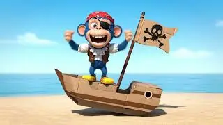 Pirate Bongo Goes CRAZY Overboard! 🏴&zwj;☠️🌊 funny monkey videos for kids