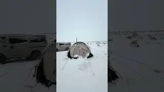 Camping in a blizzard with hot tent. Full video on the channel ❄️ #snowcamp #camping #wintercamping
