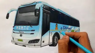 Drawing a bus || Mumbai - Pune MSRTC's electric Shivneri || Akshay's rail world