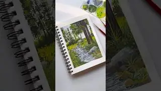 Forest painting idea / Himi Gouache #artshorts #gouache #aesthetic #forestart #art #shortsviral