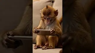 Monkey playing with mobile phone.. oh my god he is so cute
