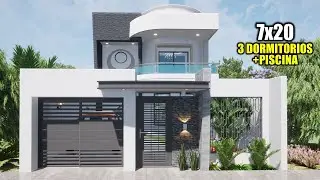 CASA PEQUEÑA MODERNA 7x20 DE DOS PISOS -- TRES DORMITORIOS (RVL CASAS 2022)