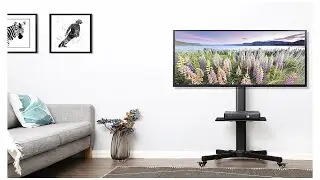 Height Adjustable TV Cart with Laptop Shelf and Locking Wheels