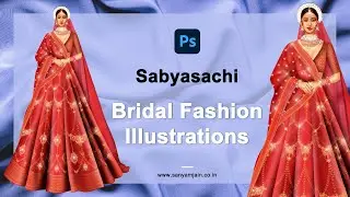 Drawing #Sabyasachi Bridal lehenga on Photoshop | Top Fashion Illustration tutorial by Sanyam Jain