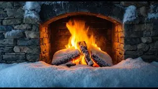 Crackling Winter Fireplace 🔥 Cozy Fire Sounds for Deep Sleep | Live 4H