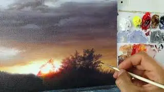How to paint a sunset cloud painting - brennerfineart #Shorts