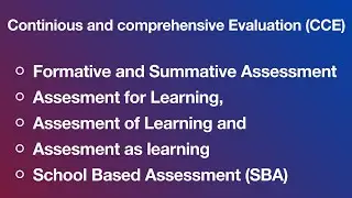 CCE, Formative and Summative Assessment, Assessment of learning, Assessment for learning, SBA