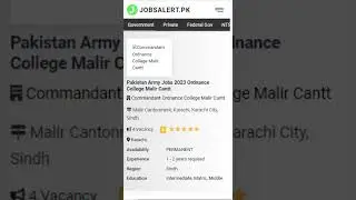 Pakistan Army Jobs Ordnance College Malir Cant | New Govt Jobs in Pakistan