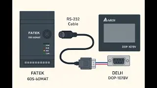 FATEK PLC and Delta DOPsoft HMI RS232 Connection #plc #hmi #industrialautomation