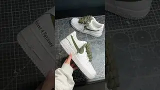 CUSTOM AF1s Olive green swoosh + rope laces 😮&zwj;💨 #shorts