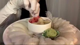 한치초밥 & 생새우초밥 ASMR 🍣 Crunchy Squid × Raw Shrimp Sushi｜咀嚼音