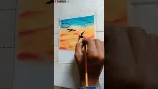 Bird sunset painting easy #painting #art