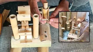how to make fountain wheel with bamboo man for bamboo wood craft