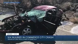 Six people taken to hospital after driver, 14, crashes in Commerce City