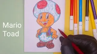 How to draw Toad mushroom art | Colourful ideas Mario style | sketchbook practice tutorial 